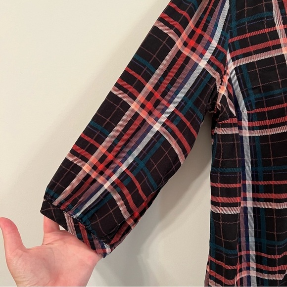 Women’s Torrid blue plaid quarter sleeve blouse size 0X - Picture 3 of 5